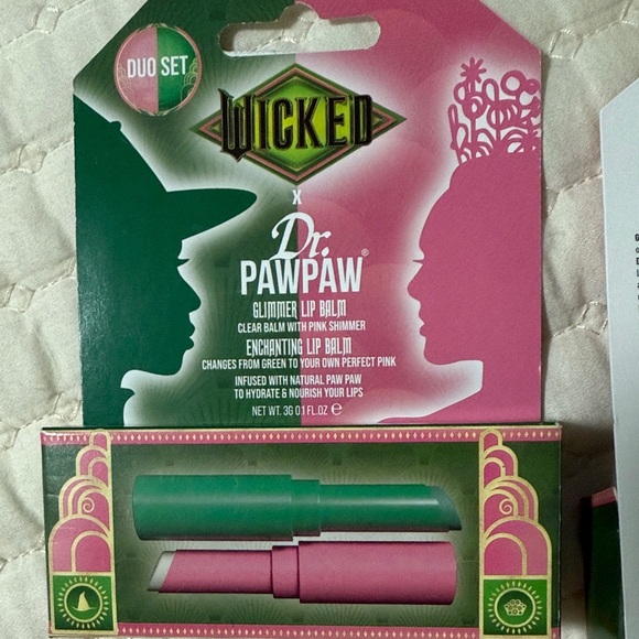 Wicked Glimmer Lip Balm Duo Set - Green (ph color changing) and Pink(shimmer) - Picture 1 of 3